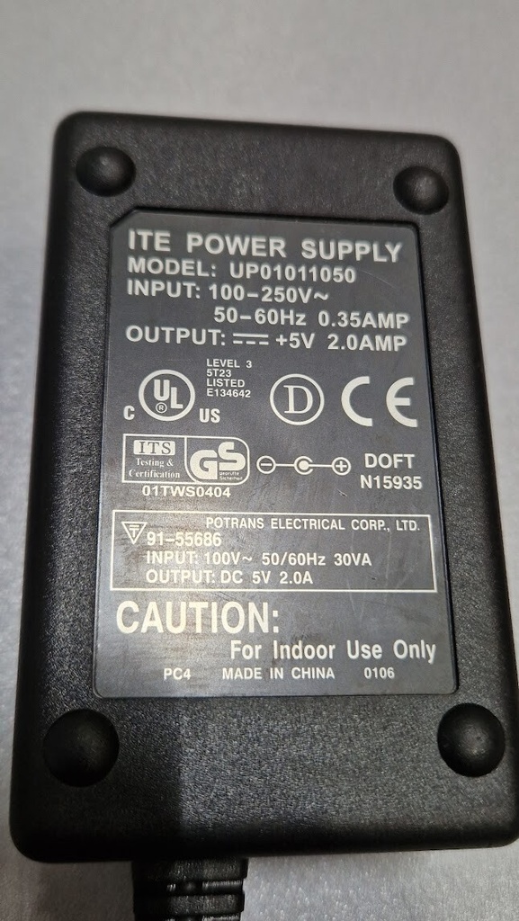 UP01011050 Power Supply Adapter 5V 2.0A Used Working Without Power Cord