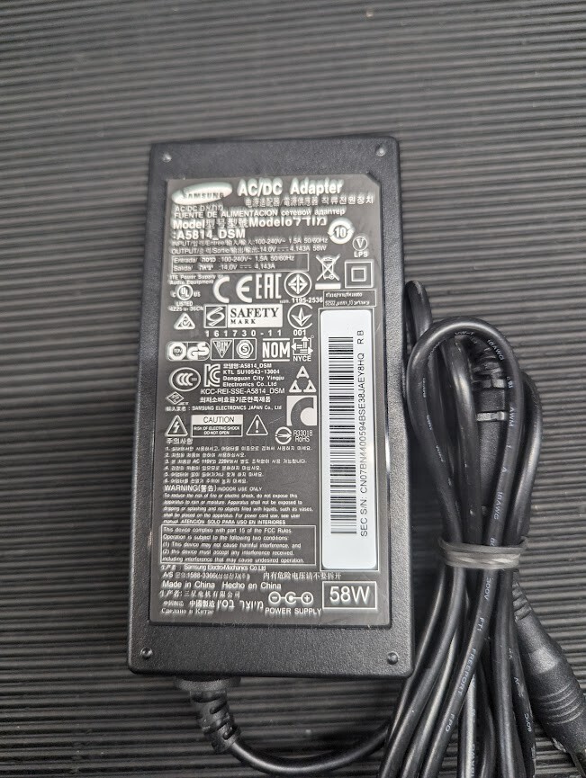 SAMSUNG A5814-DSM AC Adapter 14.0V 4.143A Used Working Without Power Cord