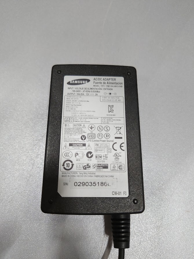 Samsung DA-24B12-FAB AC/DC Adapter 12V 2A Used Working Without Power Cord