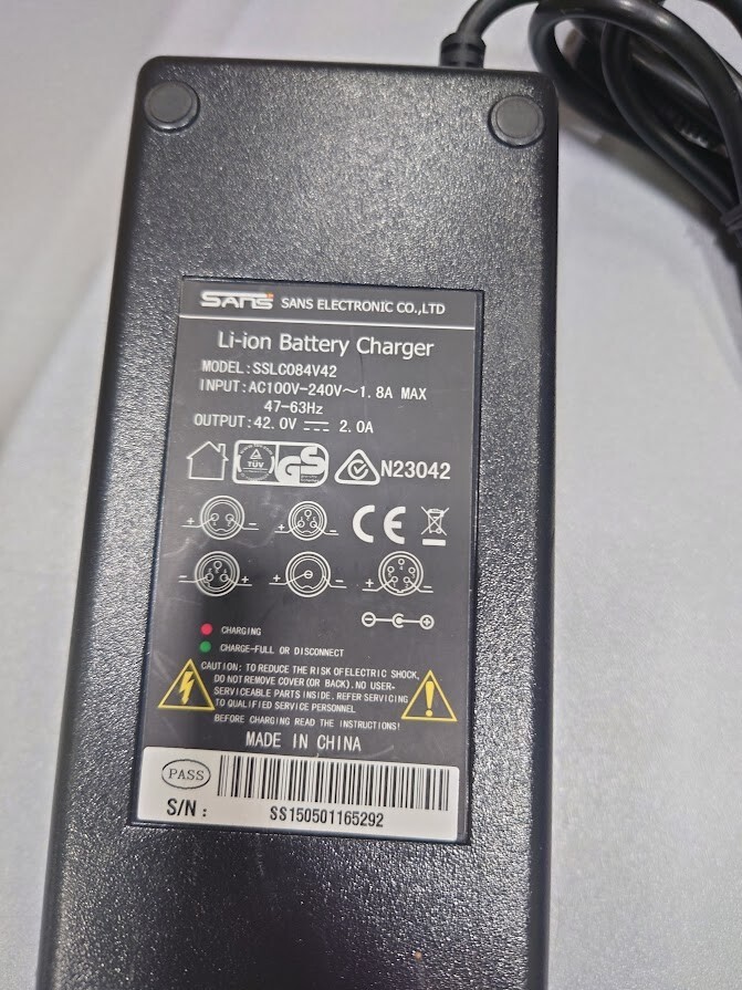 Li-ion Battery Charger SSLC084V42 42.0V 2.0A Used Working Without Power Cord
