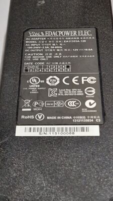 Edac EA11353A-120 AC Adapter 12V 10.0A Used Working Without Power Cord