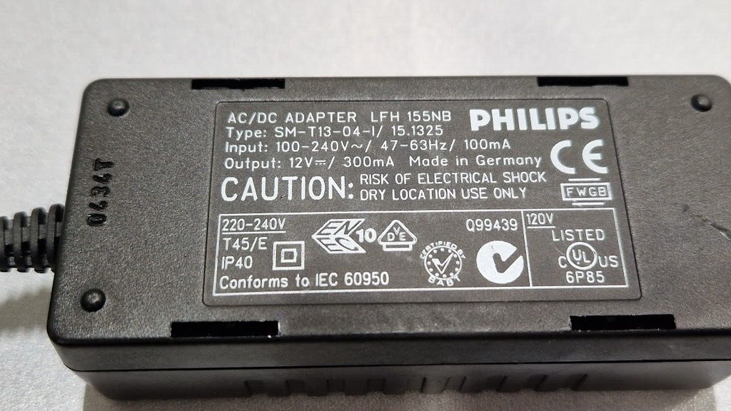 Philips SM-T13-04-I AC Adapter 12V 3A Used Working Without Power Cord
