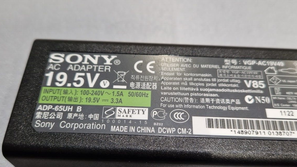 Sony ADP-65UH B AC Adapter 19.5V 3.3A Used Working Without Power Cord