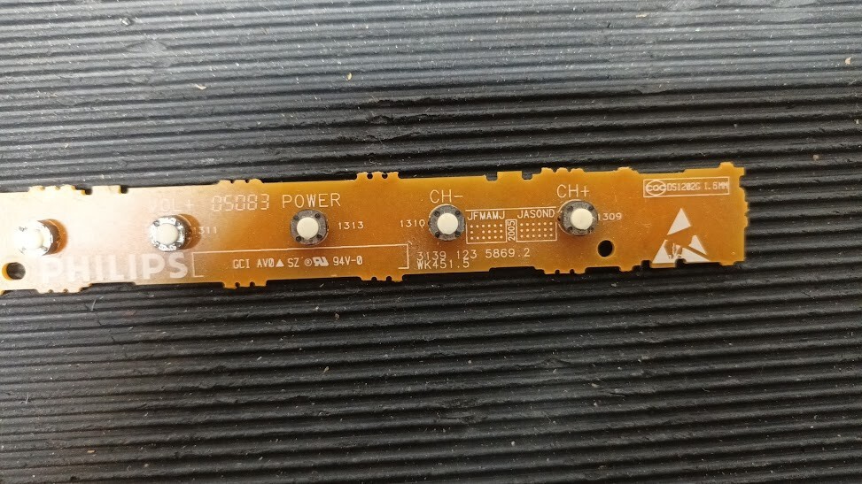 Untested Philips Circuit Board with Buttons - For Parts or Repair