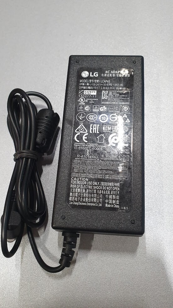 LG AC Adapter LCAP45 19V 2.53A Used Working Without Power Cord