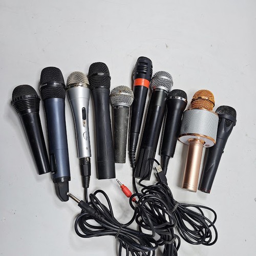 Lot of 10 Used Microphones - Mixed Colors & Models, No Packaging