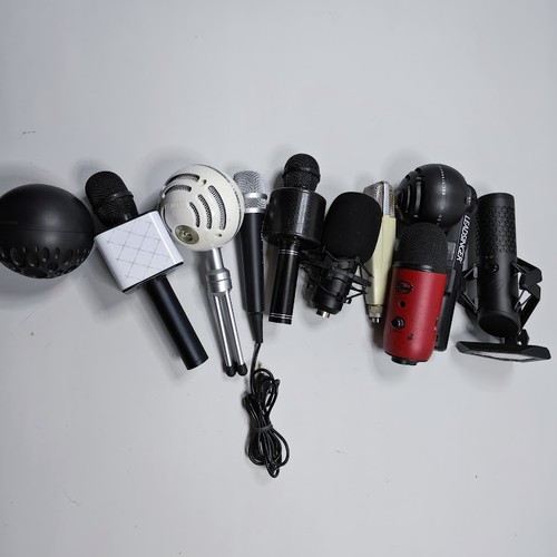 Lot of 10 Used Microphones - Various Models & Colors, No Packaging